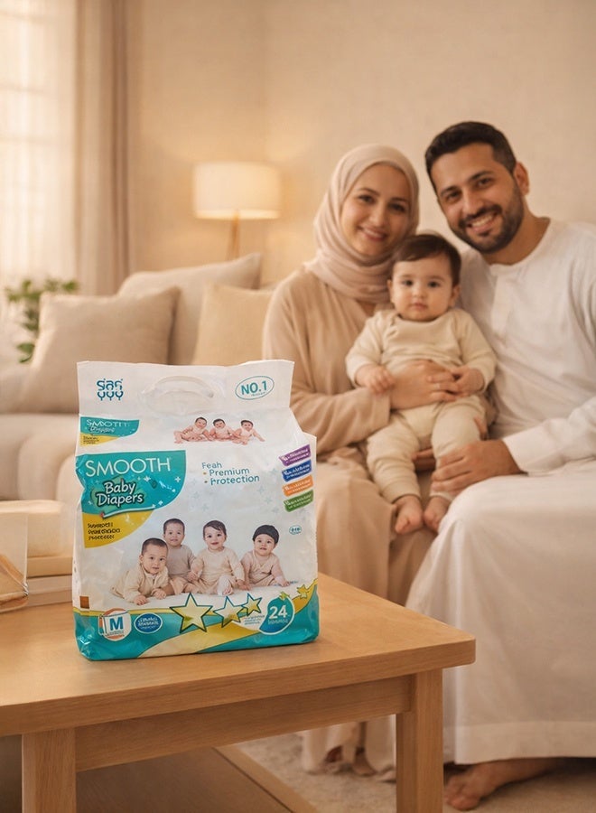 Smooth Feah Smooth Premium Protection Baby Diapers – Medium Size (24 pcs) - Image 3